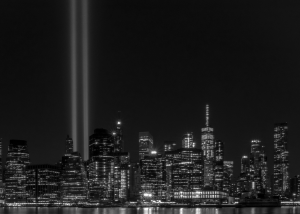 9/11 Twin Tower Lights skyline