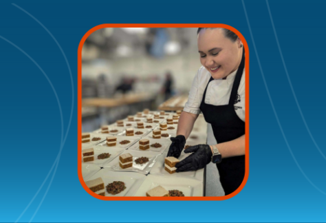 Baking & Pastry student plating cakes