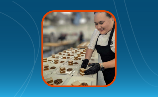 Baking & Pastry student plating cakes