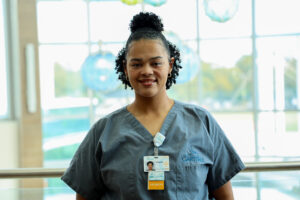 Female student standing in the hospital